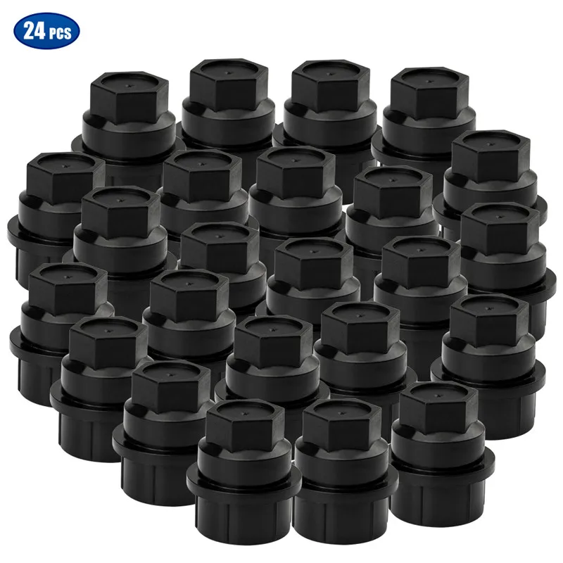 24PCS Black Wheel Nut Cap Covers 9593028 15646250 12472838 For Chevrolet Blazer Express Tahoe For GMC C1500 C2500 For Cadillac