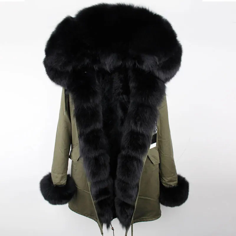 

Women Parka Winter Real Fur Coat Raccoon Fur Linner Parkas Big Real Fox Fur Collar Natural Roccoon Fur Liner Womens Long Coat