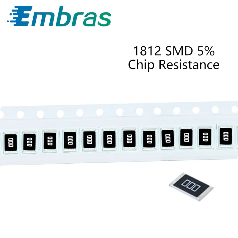 

100Pcs 1812 SMD Resistor Kit 5% Tolerance 0R-22M 47K 51K 56K 62K 68K 75K 82K 91K 10 Ohm Full Value Available DIY Assorted Set