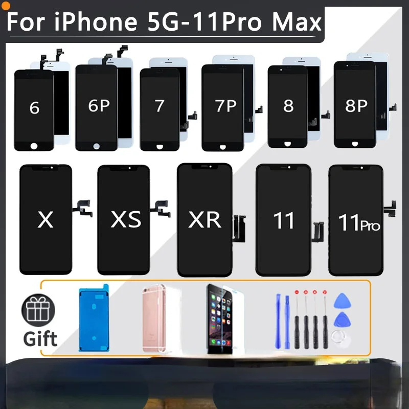 

ЖК-экран для iPhone 6 7 8 6S Plus 5 5C, запасной сенсорный OLED дисплей в сборе для iPhone X, XR, XS Max, 11 Pro MAX
