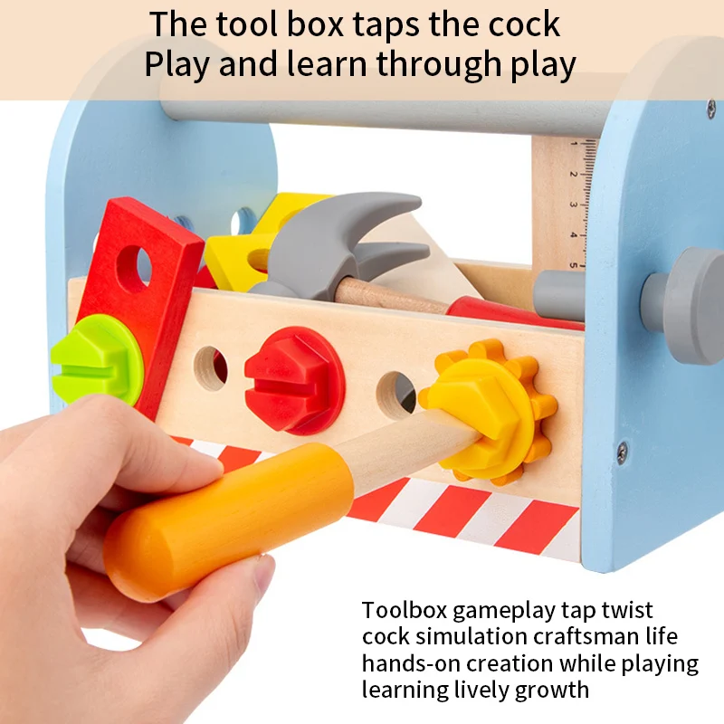 

Montessori Wooden Toys Toolbox Pretend Play Set Nut Disassembly Screw Assembly Simulation Repair Carpenter Educational Tool