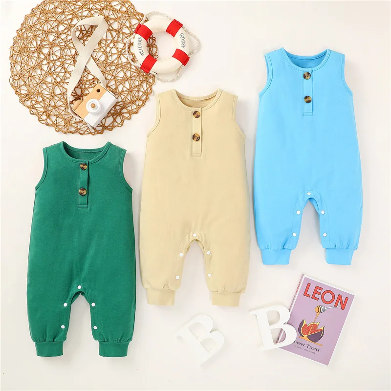 

Newborn Baby Boy Girl Clothing Set 3 Color Round Neck Sleeveless Jumpsuit One-piece Romper Suit for Photography Birthday Party