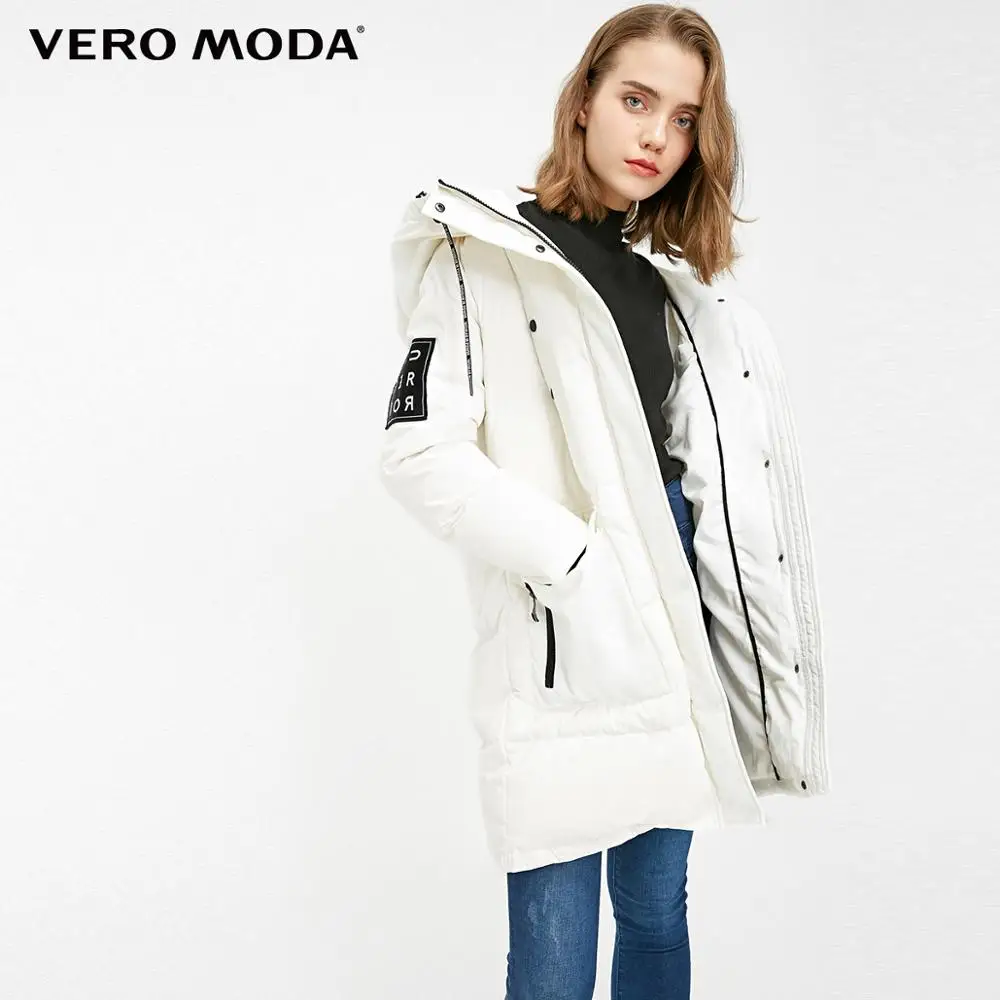Vero Moda пуховик женский О товаре; Новинка Верхняя одежда с капюшоном и принтом сзади застежка-липучка длинный пуховик | 318312505