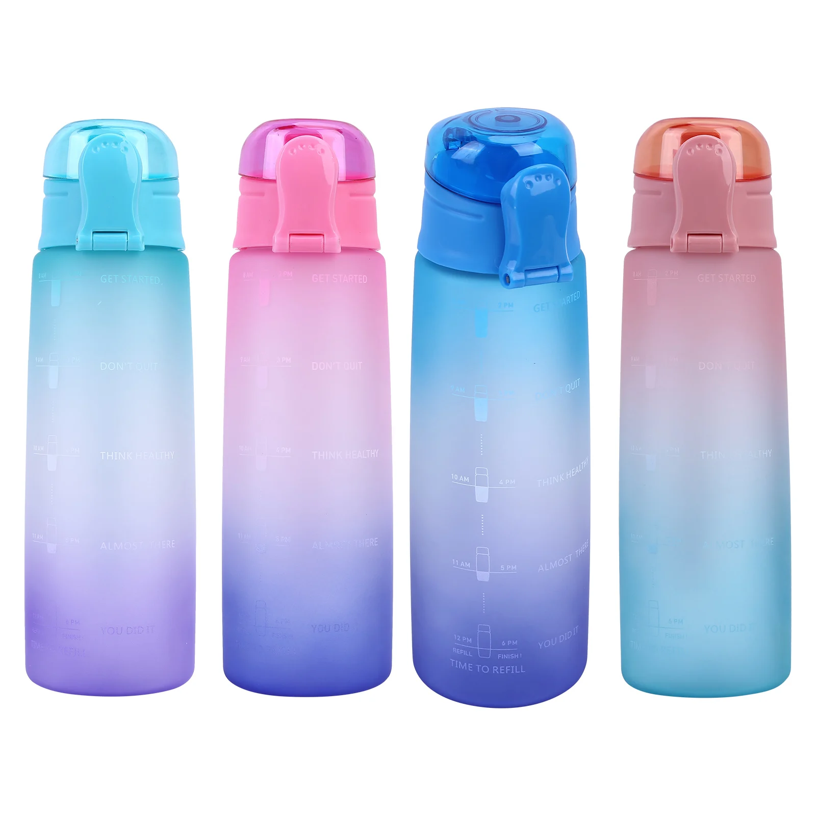 

Градиентная бутылка для воды с маркером времени, детская многоразовая мотивная бутылка для воды без бисфенола А, герметичный чайник для фит...