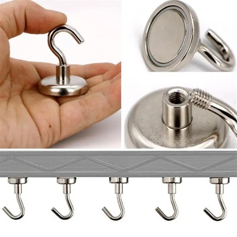 

6pcs Strong Magnetic Hooks Power Hook Holder Hooks Heavy Duty Wall Hooks Hanger Key Coat Cup Hanging Hanger for Home Storage