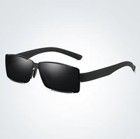 rectangle polarized sunglasses women men classic rimless high quality alloy frame anti uv fashion with case