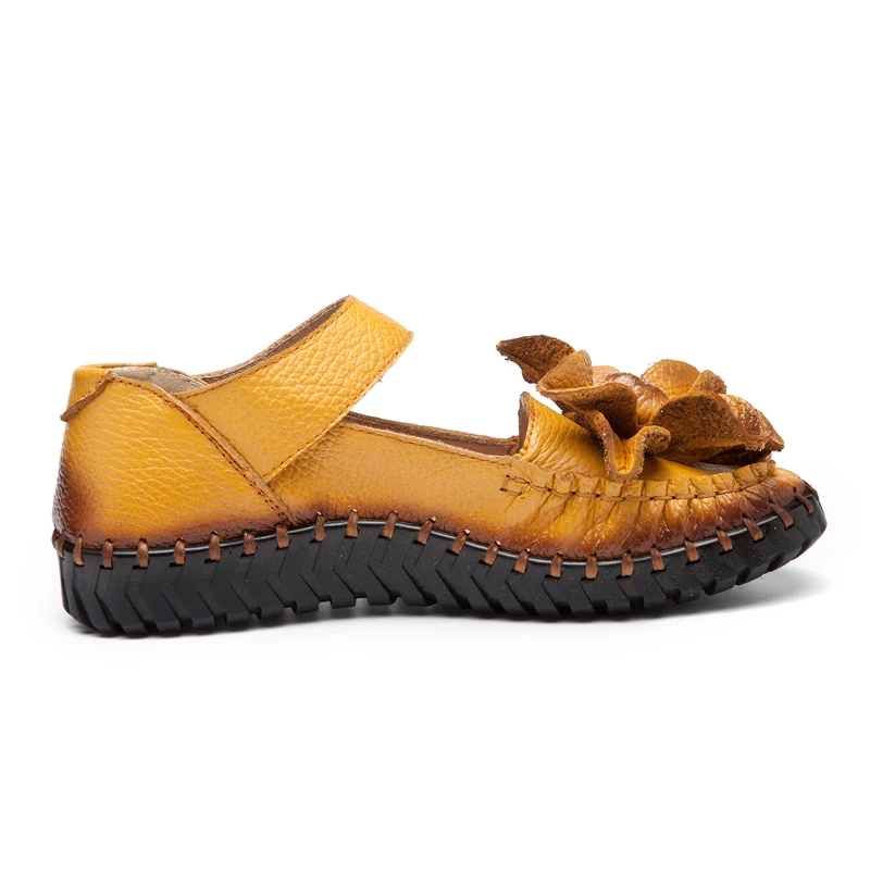 Сандалии женские кожаные на платформе пляжная обувь плоская подошва натуральная