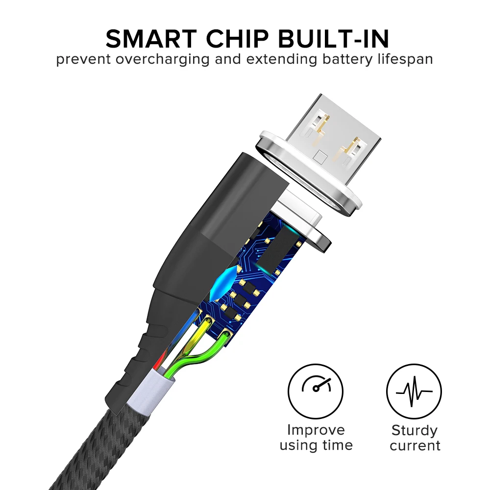 3 в 1 микро кабель м 2 5 А Быстрая зарядка Магнитный USB шнур для samsung S5 S6 S7 Edge