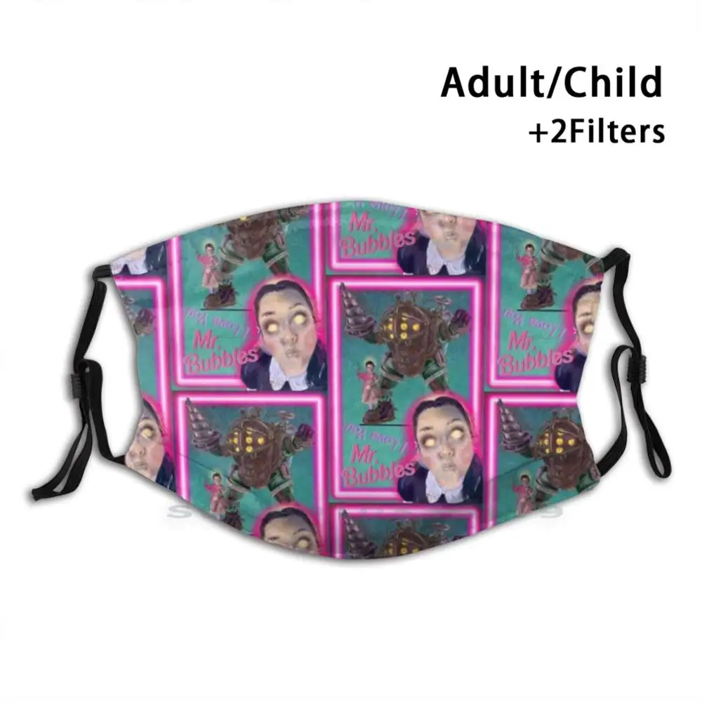 

Bubbles Version 4 Design Anti Dust Filter Washable Face Mask Kids Mr Bubbles Little Sister Sisters Bioshock Bioshock 2 Daddy