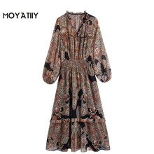 Moyatiy – robe mi longue à volants, imprimé Floral rétro, manches lanternes, taille élastique, à la mode, 2022  (4)