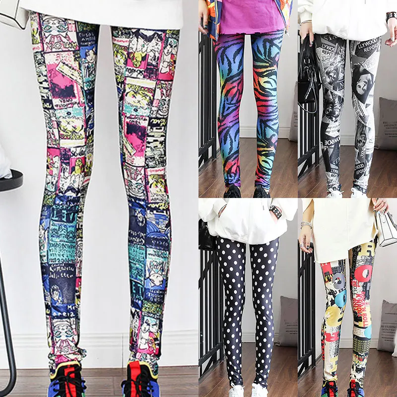

Женские модные леггинсы с принтом, Спортивные Повседневные высокоэластичные и красочные джеггинсы, модные тонкие молочно-шелковые осенние...