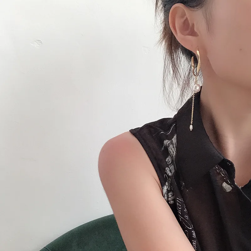 

Euramerican contracted atmosphere wind grows tassel pearl ear nail, the earring of temperamental vogue woman