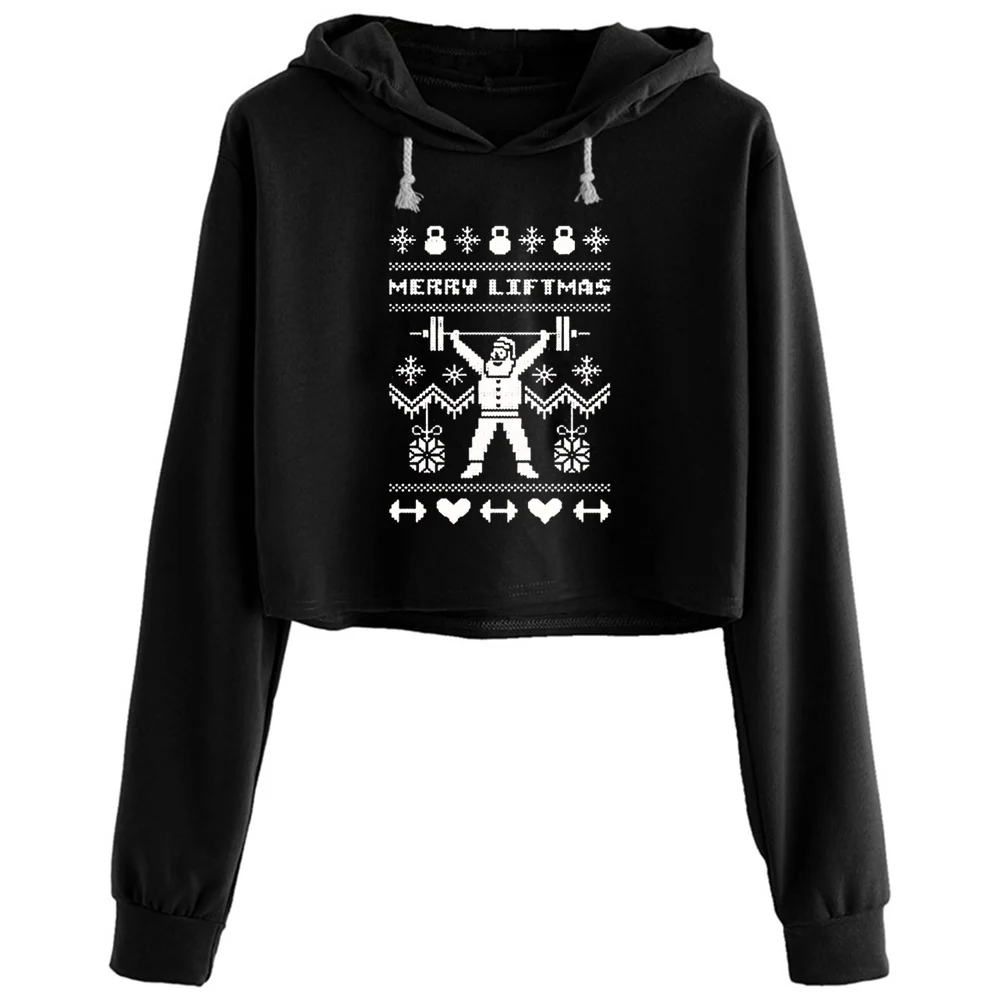 

Забавные рождественские укороченные толстовки для женщин Y2k Kawaii Goth Grunge пуловер для девочек