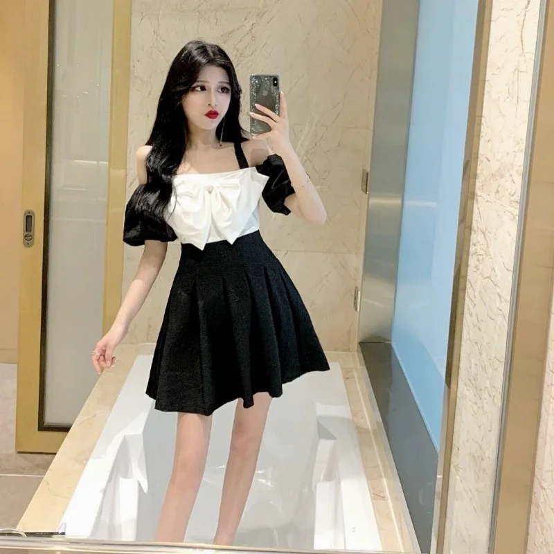 

2021 French Style Strappy Lantern Sleeve Waist Dress Rac