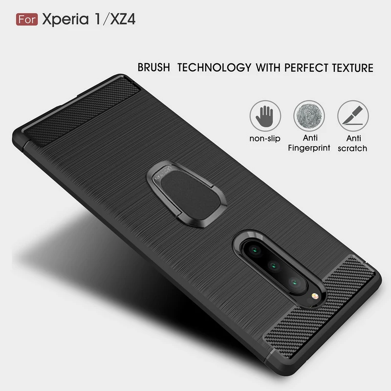 Чехол из углеродного волокна для sony Xperia 2 20 XZ4 Compact XZ3 XZ2 Premium XZ1 Compact XZ XA3 XA2 XA1 Ultra 10 Plus L2 Чехол-держатель
