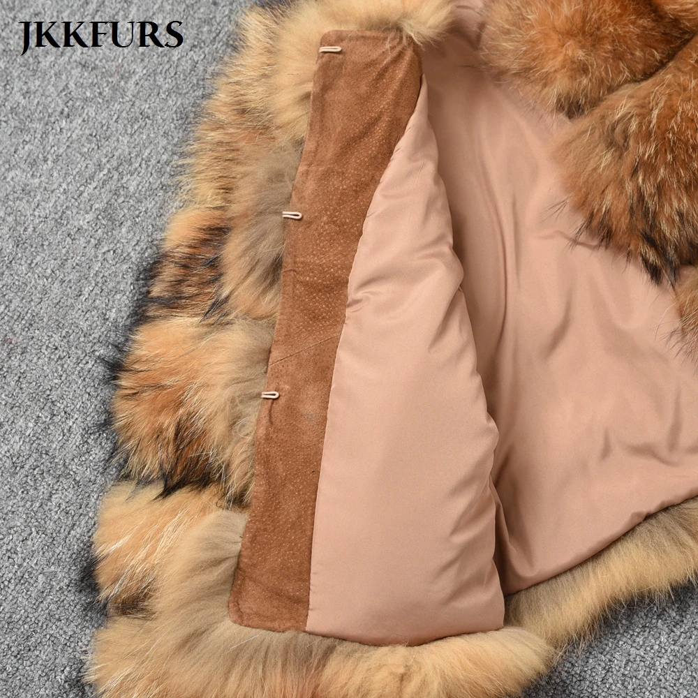 

New Arrival 4 Rows Raccoon Fur Coats Women's Winter Thick Warm Fur Jackets Real Natural Raccoon Fur Overcoats S7374A