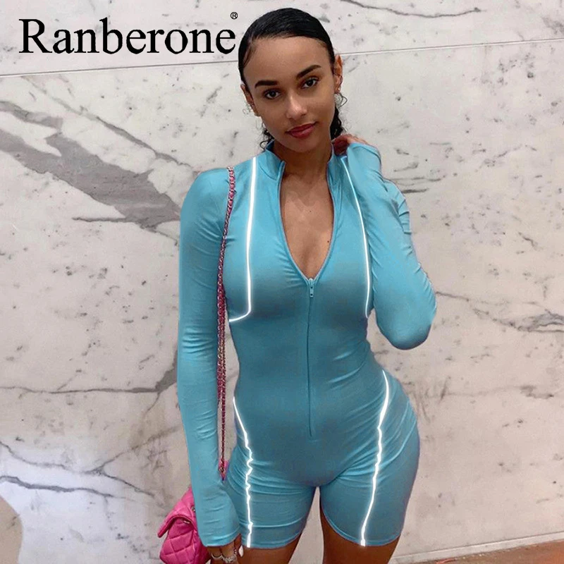 Женский спортивный костюм Модный комбинезон с длинным рукавом на молнии