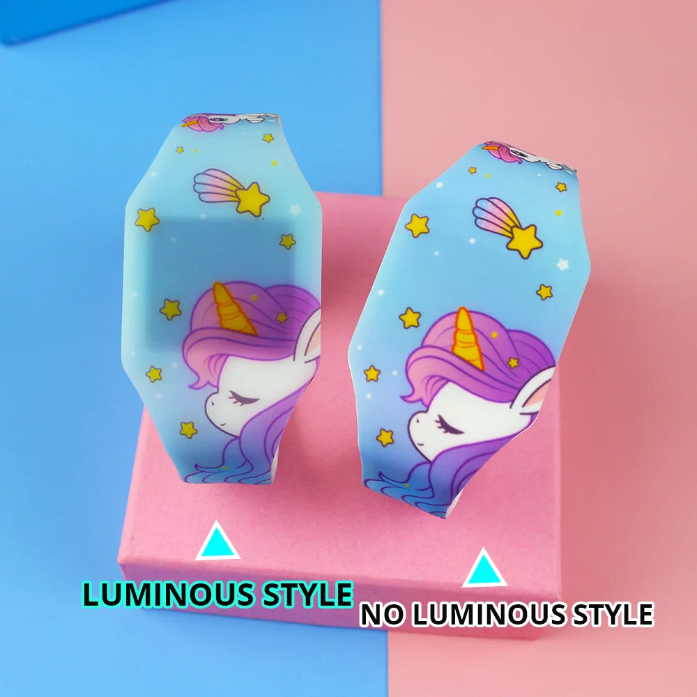 Cute Luminous Kids Watches Girls Cartoon Pattern LED Children Watch Boys Silicone Strap Reloj Infantil Wristwatches Clock | Наручные часы