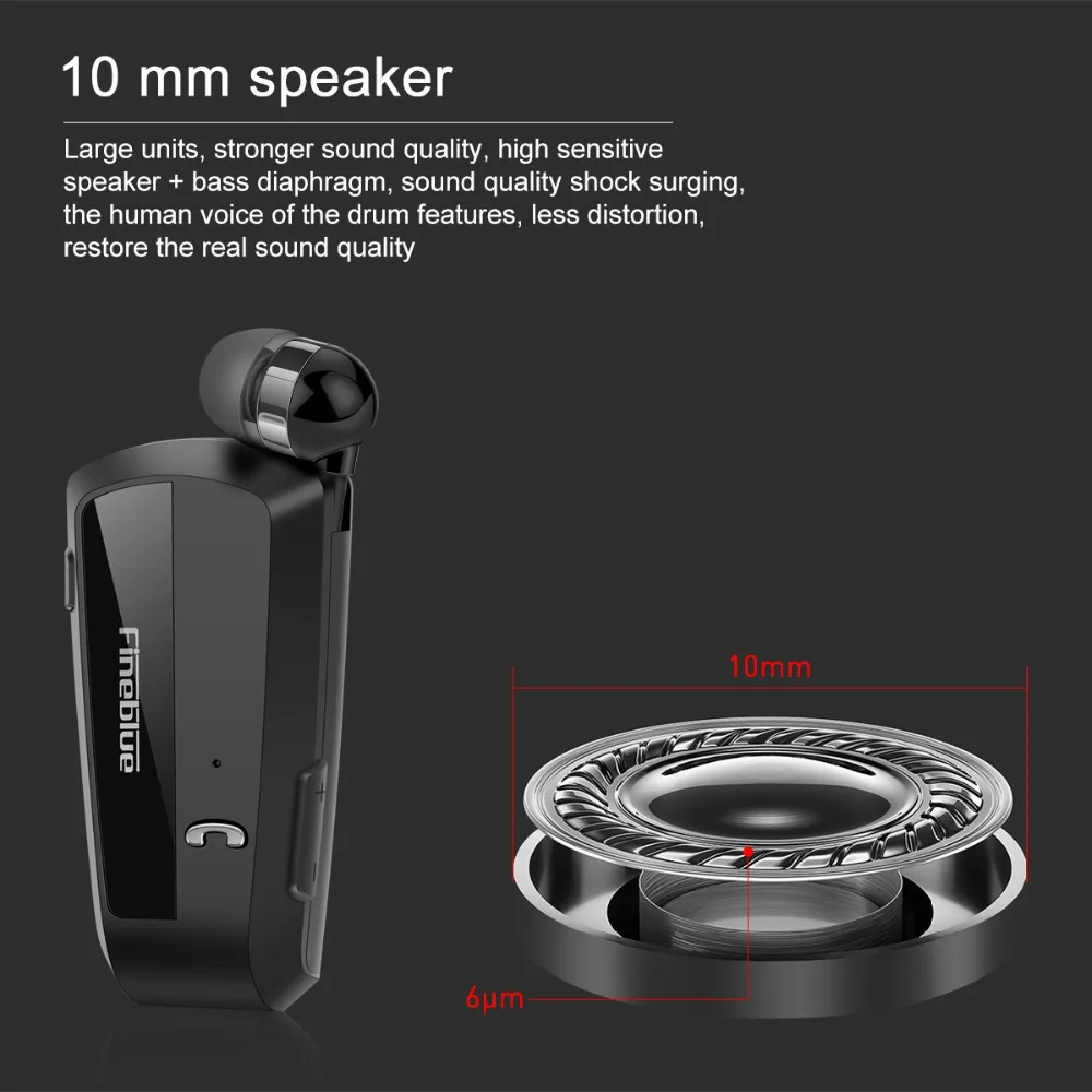 Fineblue F990 10 шт. Беспроводная бизнес Bluetooth гарнитура спортивный драйвер наушники телескопические клип на стерео вкладыши вибрации класса люкс