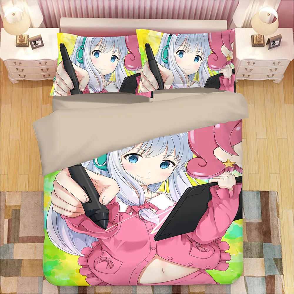 Комплект постельного белья Izumi Sagiri с 3D Аниме принтом пододеяльники наволочки