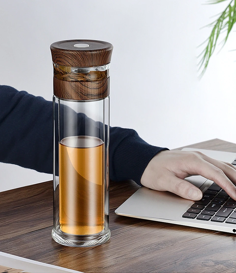 Drinking Pot Portable Tea Separation Cups Double-layer Car Cup Creative High Temperature Glass Water Bottle To Send Cup Sets