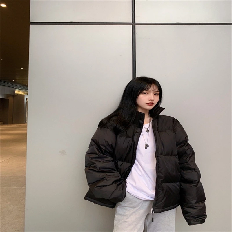 Plush Thick Thick Warm Down Jacket Leather Down Cotton Down Jacket Autumn and Winter Student Couple All-match Simple and Loose