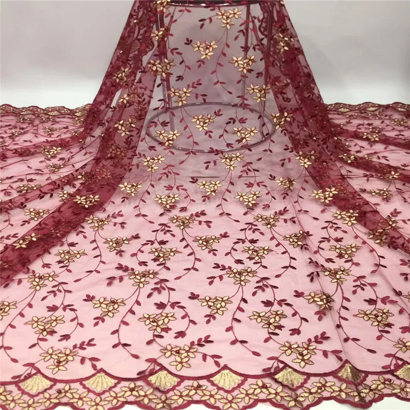 Королевский синий африканский чистая кружевная ткань с бусинами высокого