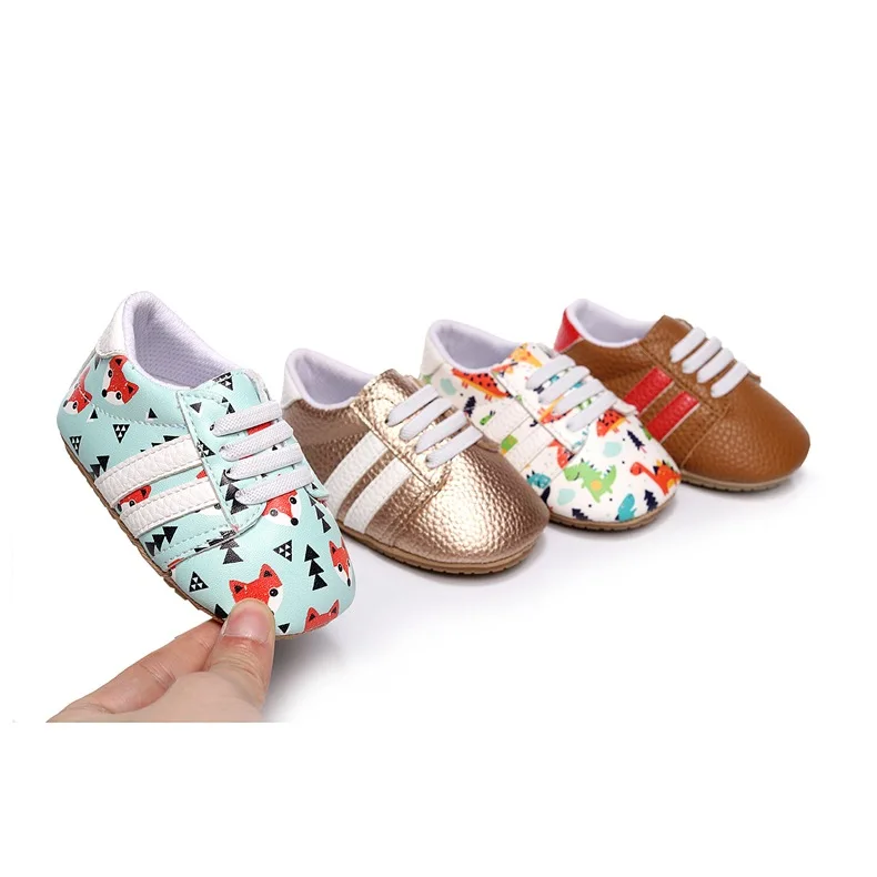 

0-18M Baby Shoes PU Leather Boy Girl Shoes Multicolor Toddler Rubber Sole Anti-slip First Walkers Infant Newborn Shoes