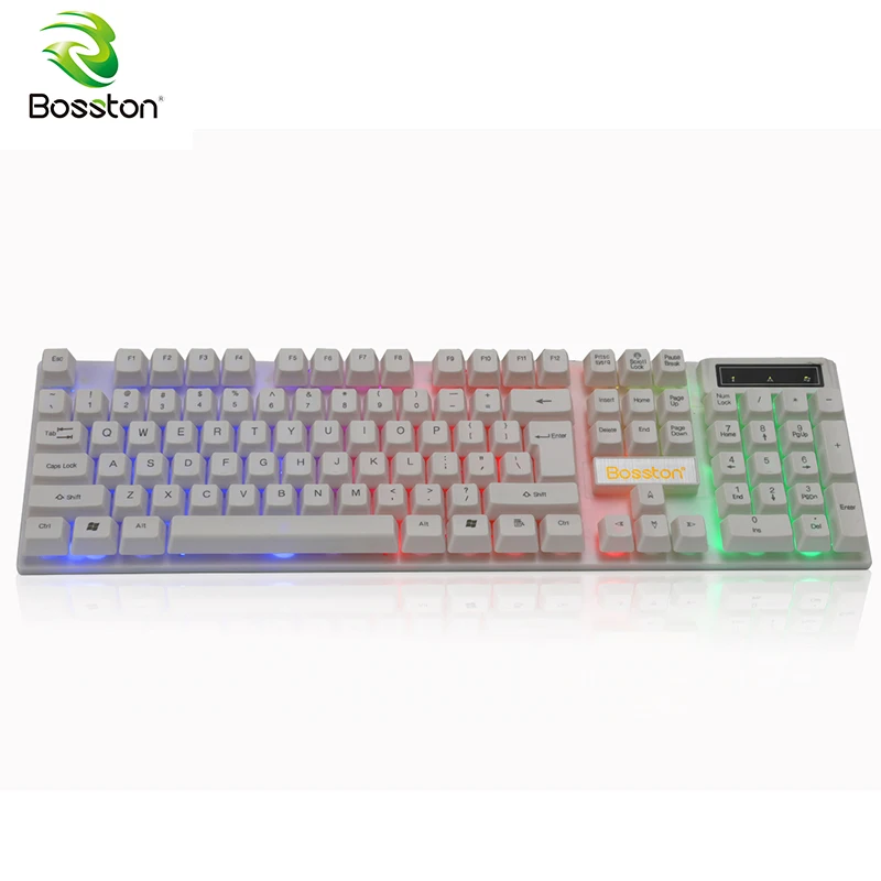 Bosston USB Проводная клавиатура, механические игровые клавиатуры, 104 английские клавиши, светодиодные брелки с подсветкой для ПК, ноутбука, рабочего стола