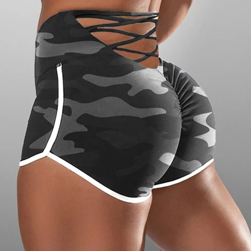 

Женские сексуальные камуфляжные шорты, летние шелковистые облегающие шорты с высокой талией, повседневные популярные спортивные шорты для...