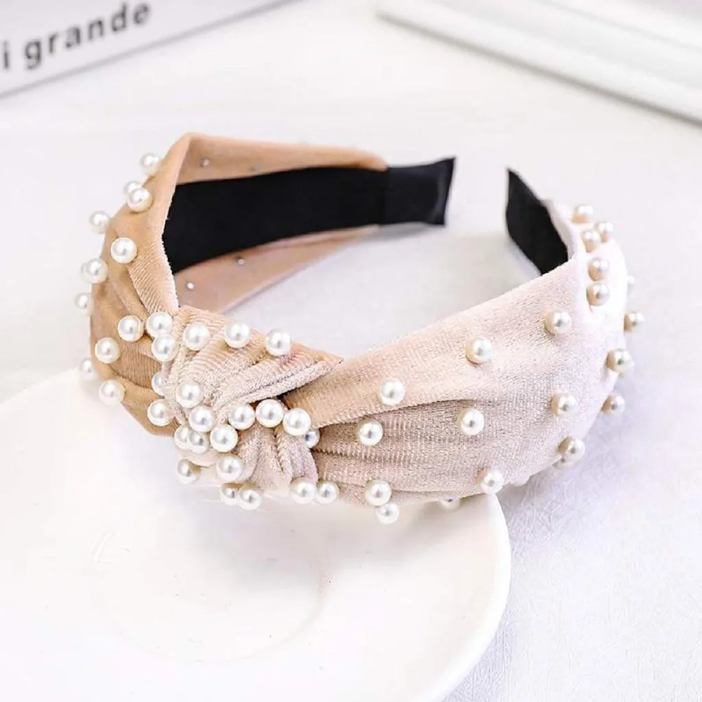 3 шт. в упаковке бархатная повязка для волос с бантом и бисером Женский обруч на