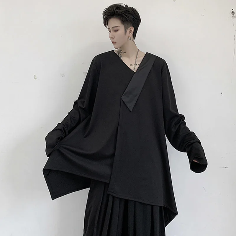 Футболка с длинным рукавом и V-образным вырезом для мужчин женщин | Мужская одежда