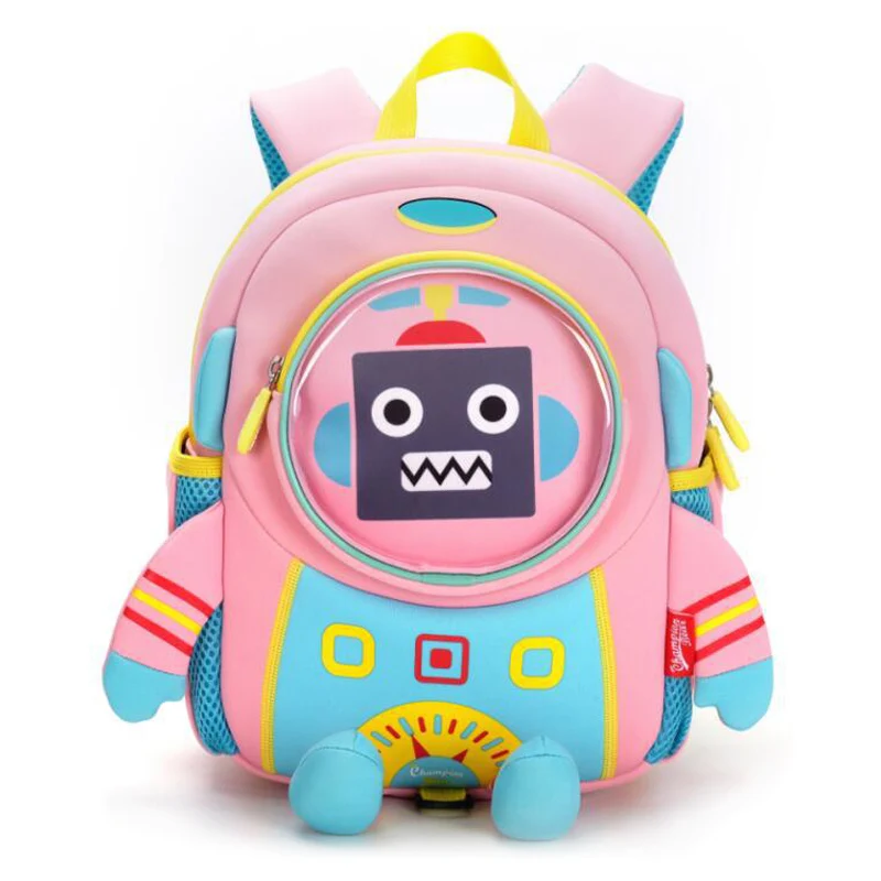 Модные флуоресцентные зеленые школьные сумки для мальчиков с роботом объемный