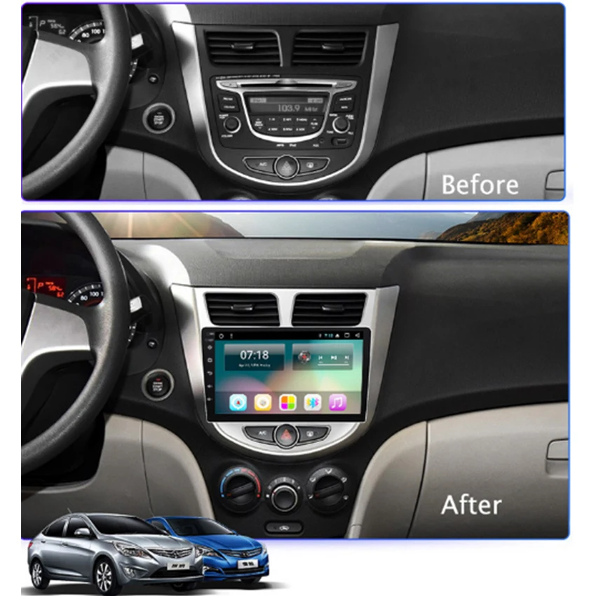 Автомобильный радиоприемник Android мультимедийный плеер для Hyundai авария i25 Solaris Verna