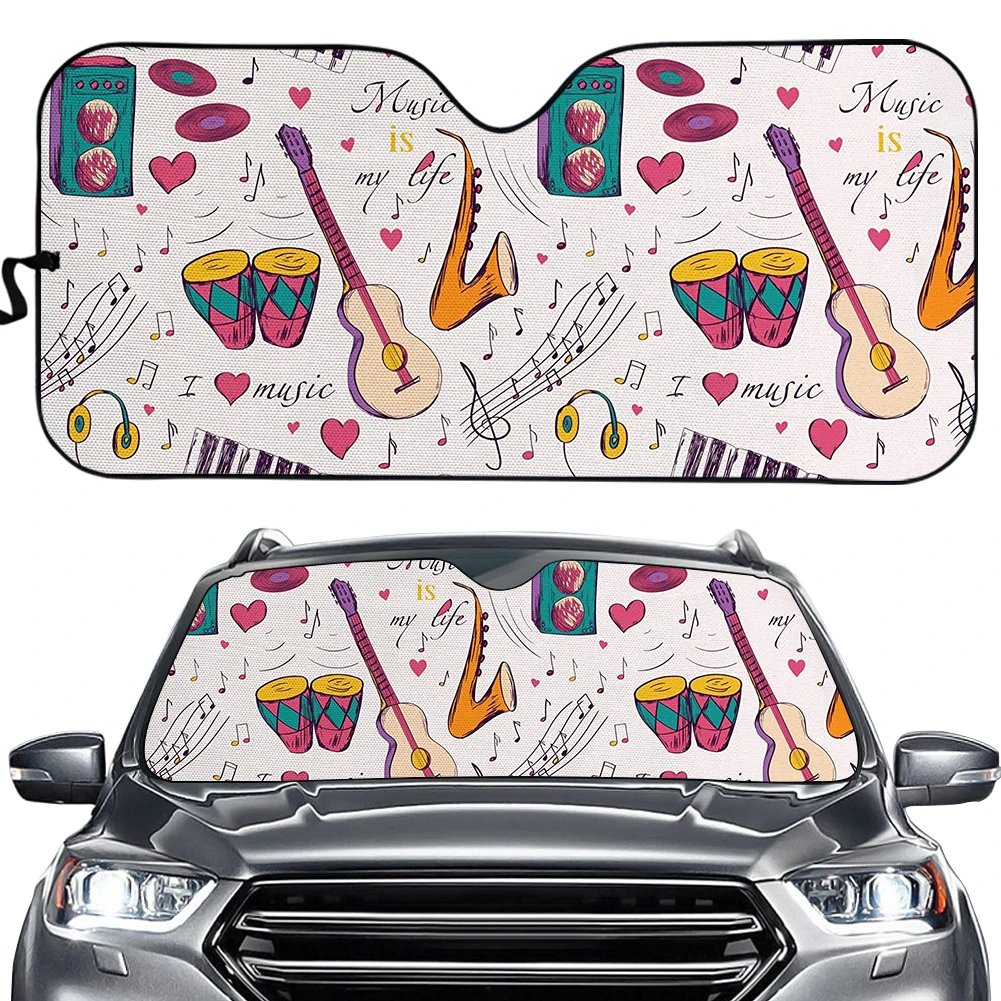 

PinUp Angel Music is My Life Prints Stylish Winter Accessories for Cars 2021 New Car Sunshade Windshield Cover Auto Sun Shade