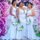 JaneVini белые платья подружки невесты с кружевной аппликацией, сексуальные длинные платья подружки невесты для свадьбы размера плюс вечерние платья