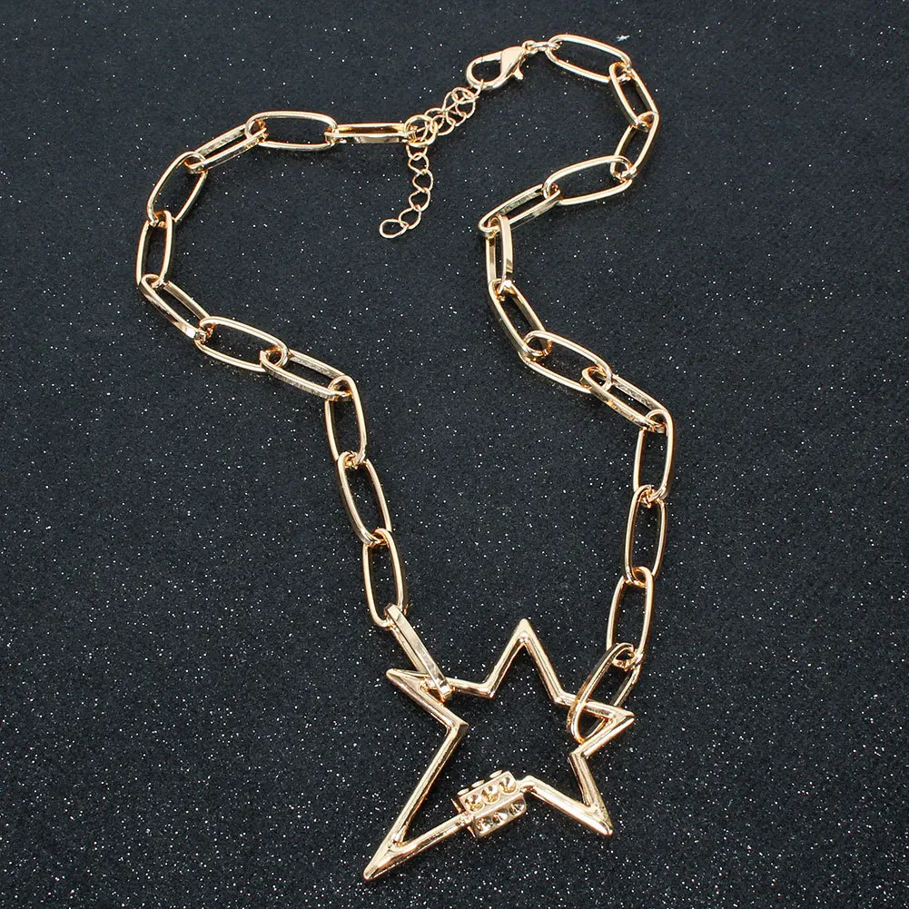 Простое Ожерелье в европейском и американском стиле молния пентаграмма застежка