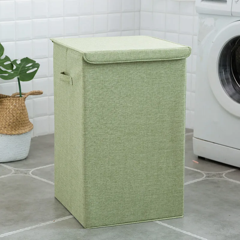 

Cotton Laundry Basket with Cover Bathroom Laundry Basket Storage Basket Home Collapsible Waterproof Laundry