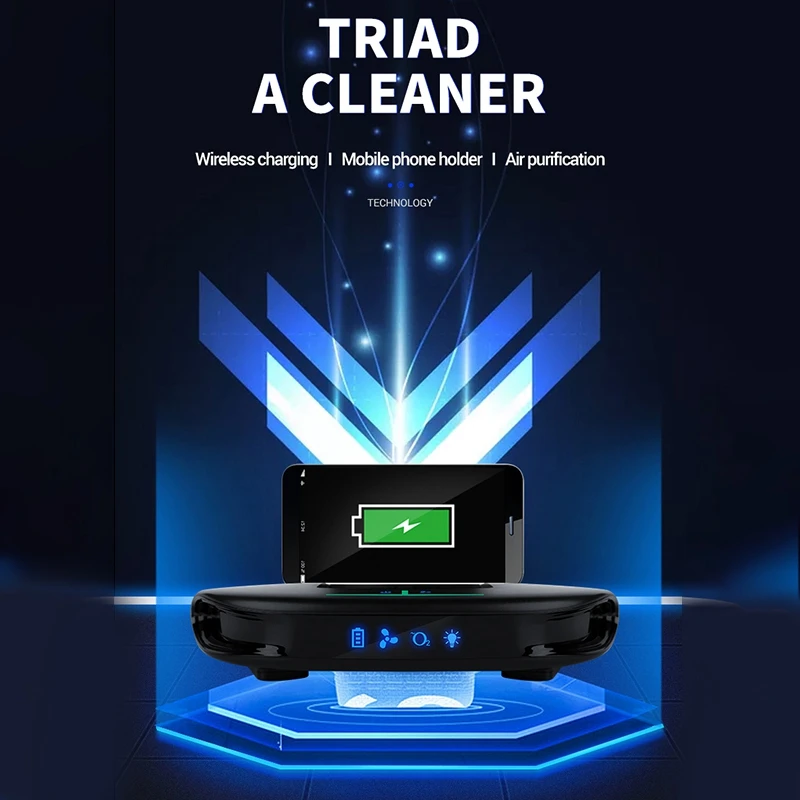 

Portable Car Air Purifier with Wireless Charger Remove Formaldehyde USB Negative Ion Cleaner for Home Office