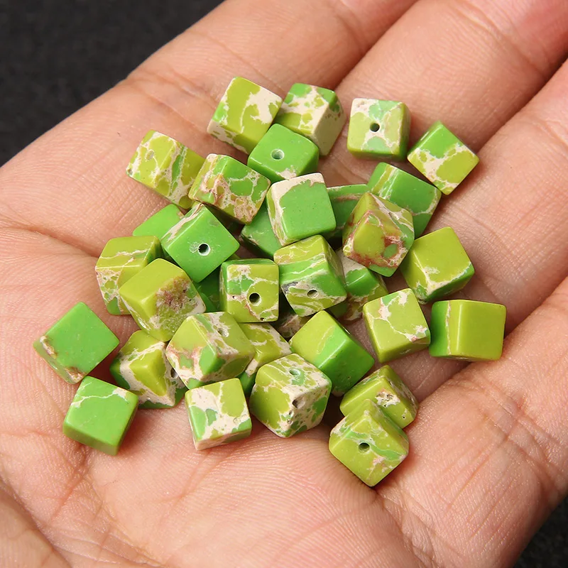 

Natural Square Emperor Stone Bead Jaspers Sea Sediment Spacer Loose Stone Beads For Jewelry Making DIY Bracelet Necklace Supply