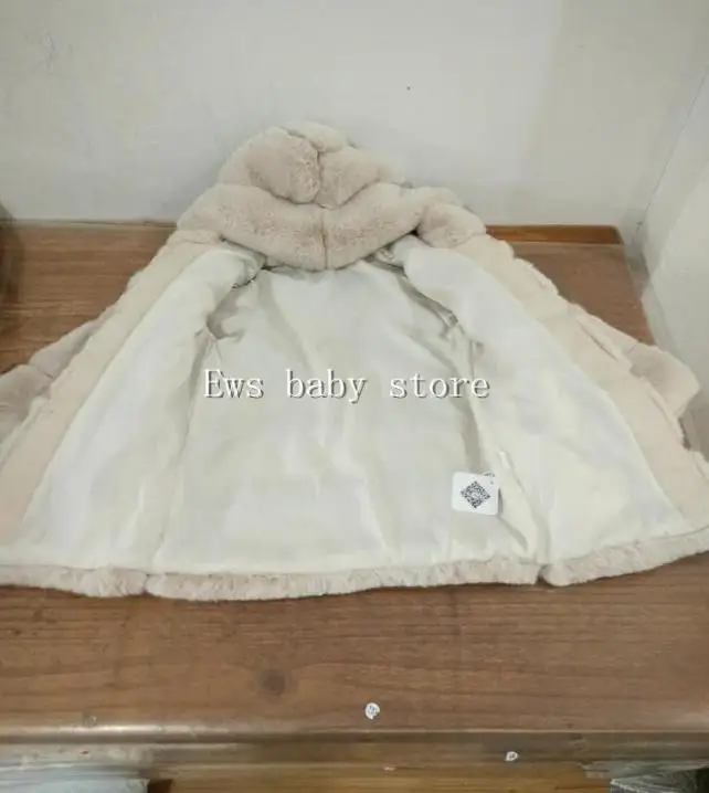 2-8 year Children's Faux Fur Coat Imitation Rex Rabbit Fur Girls Thicker kids Clothing Baby Winter warm Hooded Overcoat Y13