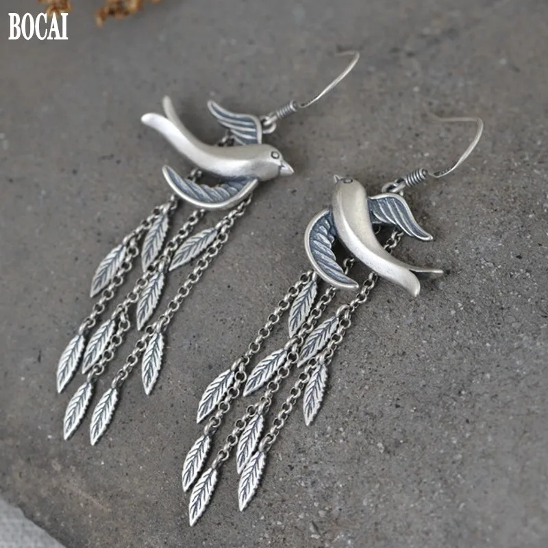 

Серьги женские из серебра 925 пробы, с кисточками из листьев