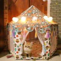 hexagon pet tent teepee dog house pet bed dogs kennel cat nest large and medium dog cage cat bed