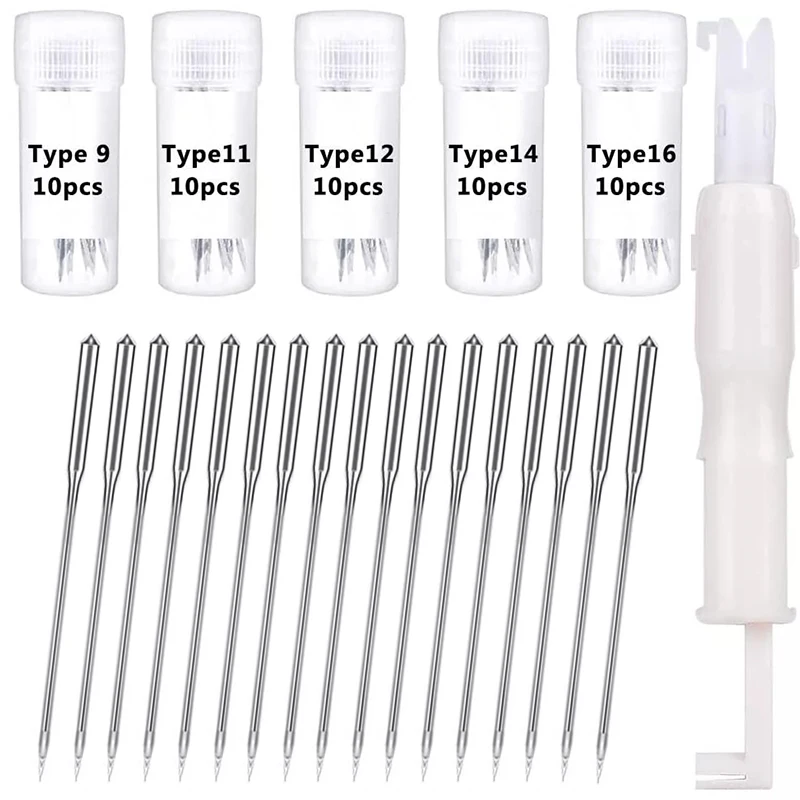 Набор серебряных игл для швейной машинки Nonvor 50 шт. набор нарезки 5 типов острых и