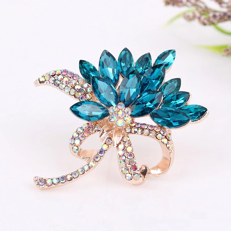 TODOX 2020New красота женщин Броши Кристалл цветок булавки Стразы стеклянная кнопка