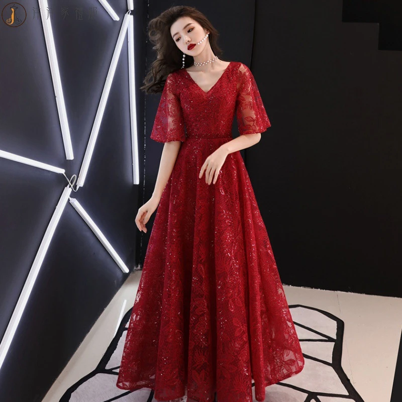

Oversized Lace Evening Dresses Long Ever Pretty A-Line V-Neck Sequined Formal Evening Gowns Vestido Floor-Length Formal Gowns