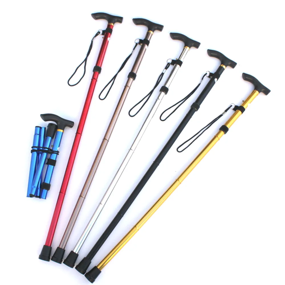

Aluminium Alloy Folding Cane for Elderly Portable Hand Walking Stick Non-slip 4 Section Adjustable Canes for Walking Hiking