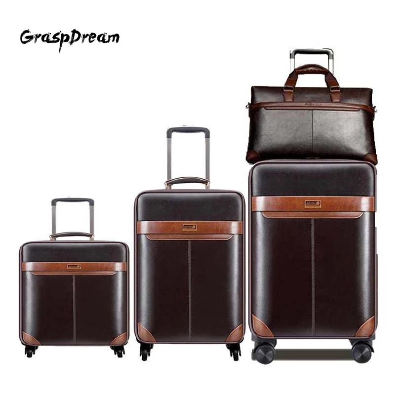 Сумка для багажа GraspDream Мужская деловая роскошная 20/24 дюйма ретро колесо чемоданы