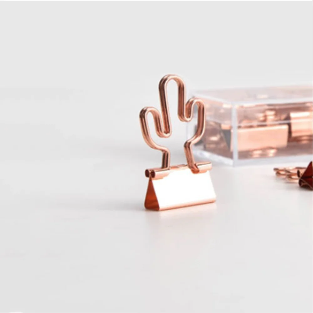 cactus 10 шт., милые зажимы для переплетов, кошачьи выдалбливают, кактус, пингвин, металлический зажим для переплета, закладки, кавайные канцелярские школьные принадлежности для офиса - Цвет: cactus