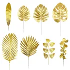 5 шт. золотые искусственные монстеры тропический плим дерево листья фотография фон искусственные растения для свадьбы День рождения вечеринки домашний декор